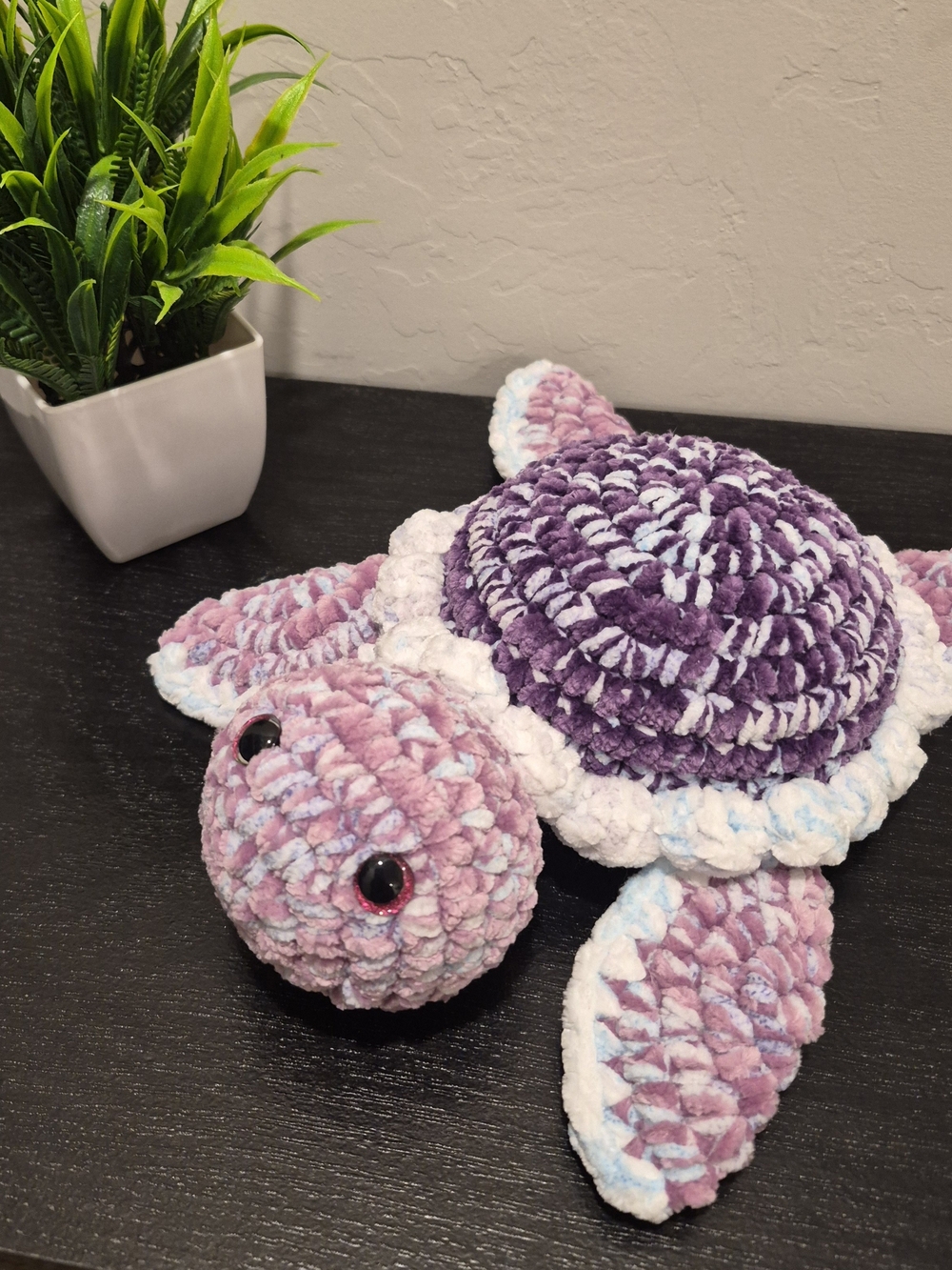 Plush Purple & Pink Turtle Small Pet Toy